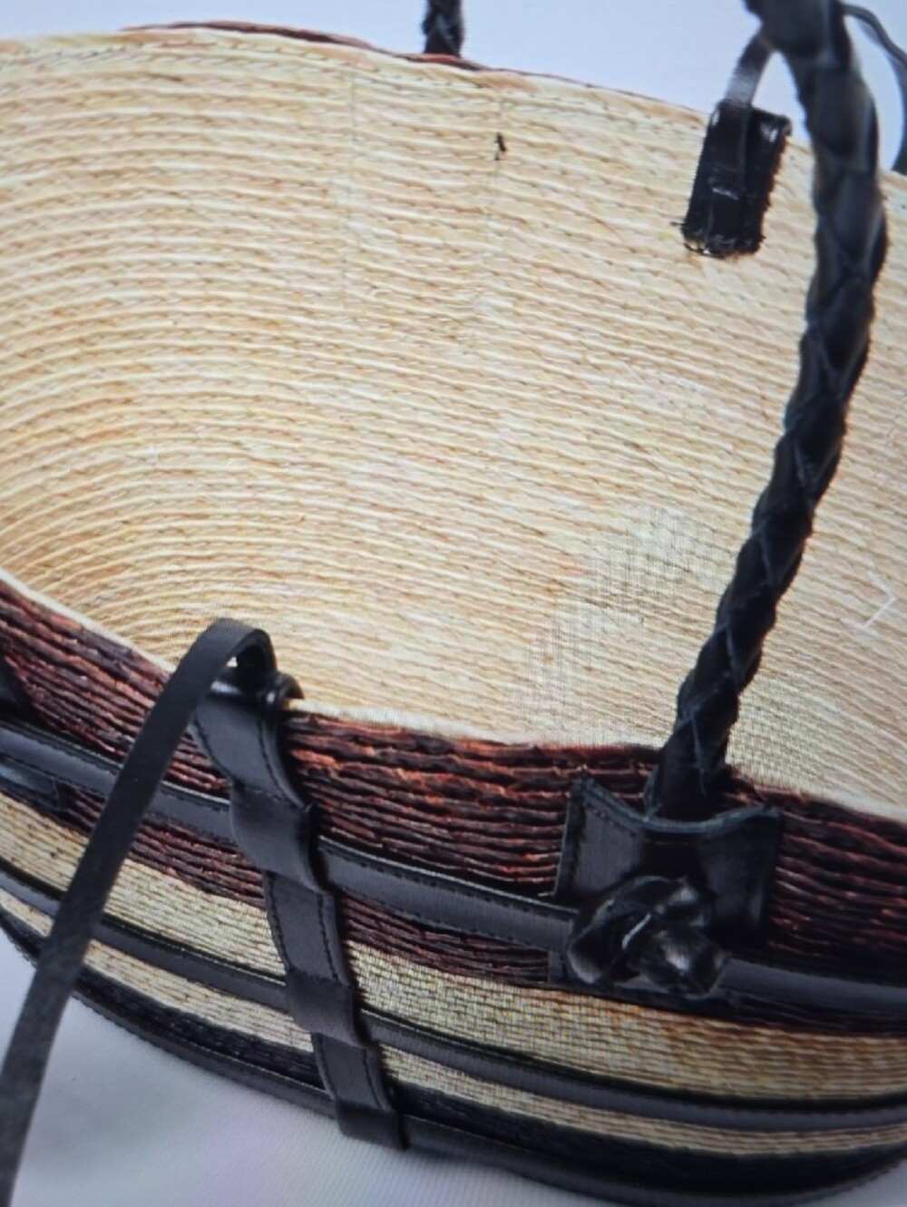 Altuzarra Watermill Striped Straw Tote in Brown, Cream & Black - Picture 2 of 12